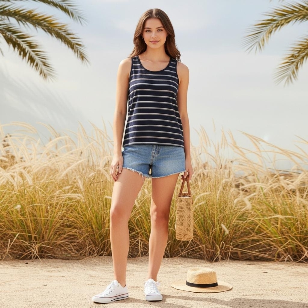 Patagonia Sunset Stripe New Navy Mainstay Tank Size Large